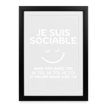 sociable, pas du matin, grincheux le matin - Affiche encadrée (27 × 37 cm) - noir - Devant