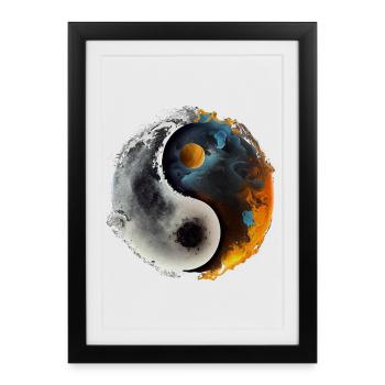 Yin et Yang inspirés de la nature - Feu - Affiche encadrée (27 × 37 cm) - noir - Devant