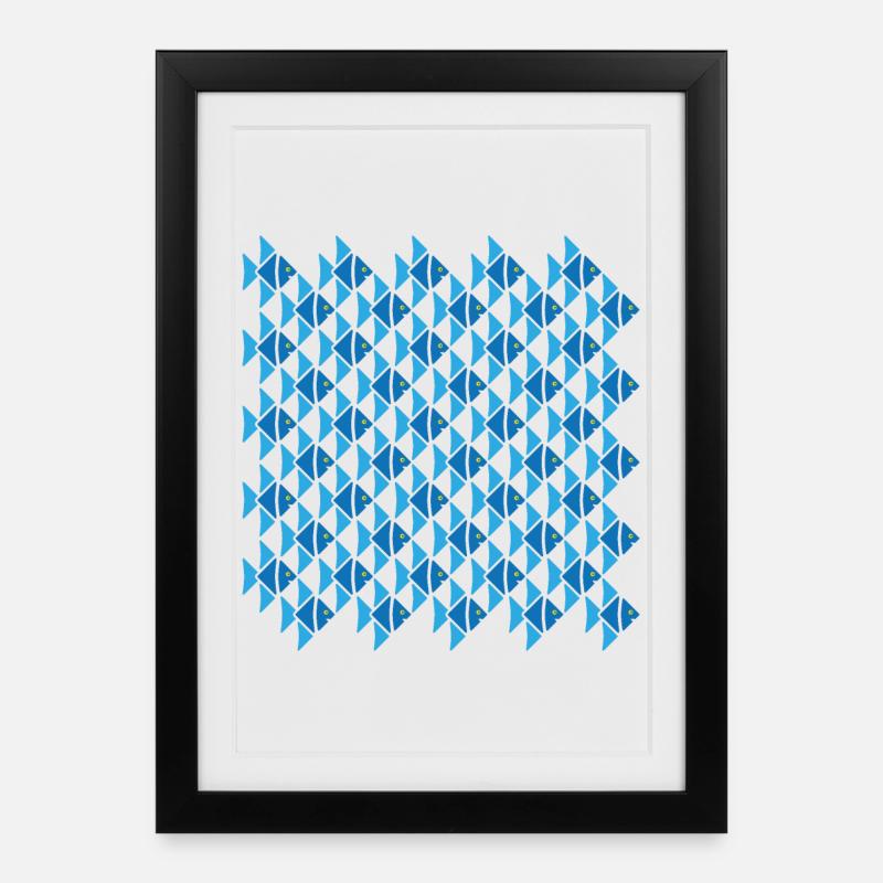 Escher Style Angelfish - Framed poster (27 × 37 cm) - black