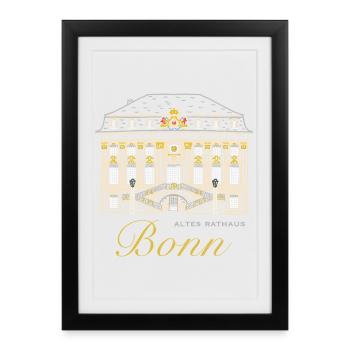 Ancien hôtel de ville de Bonn - Affiche encadrée (27 × 37 cm) - noir - Devant
