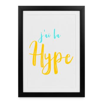 J'ailahype - blue yellow lettering - Framed poster (27 × 37 cm) - black - Front