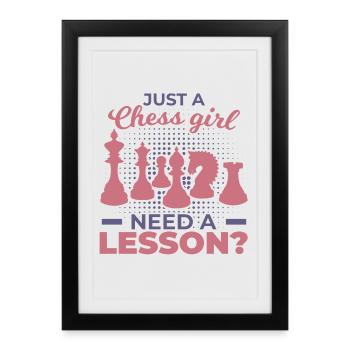Chess Girl - Framed poster (27 × 37 cm) - black - Front