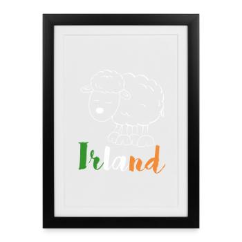 Mouton d’Irlande (version colorée) - Affiche encadrée (27 × 37 cm) - noir - Devant
