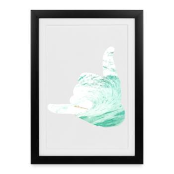 salut surfeur shaka - Affiche encadrée (27 × 37 cm) - noir - Devant