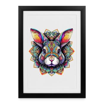 Rabbit decorated with Mandalas - Framed poster (27 × 37 cm) - black - Front