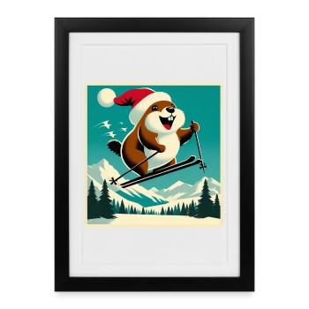 Marmot Ski Vintage Poster - Framed poster (27 × 37 cm) - black - Front