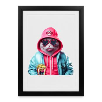 Pop Art Cat - Framed poster (27 × 37 cm) - black - Front