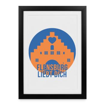 Flensburg t’aime - Affiche encadrée (27 × 37 cm) - noir - Devant