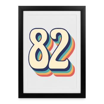 Vintage Retro T-Shirt Number 82 Eighty Two - Framed poster (27 × 37 cm) - black - Front