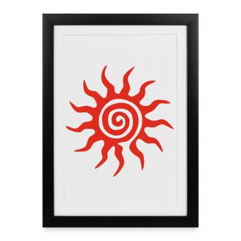 Soleil rouge en spirale - Affiche encadrée (27 × 37 cm) - noir - Devant