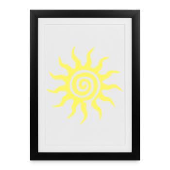 Soleil en spirale - Affiche encadrée (27 × 37 cm) - noir - Devant