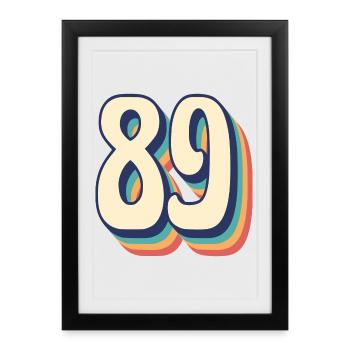 Vintage Retro T-Shirt Number 89 Eighty Nine - Framed poster (27 × 37 cm) - black - Front