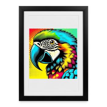 Perroquet Pop Art - Affiche encadrée (27 × 37 cm) - noir - Devant