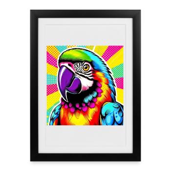 Perroquet Pop Art - Affiche encadrée (27 × 37 cm) - noir - Devant