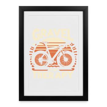 T-shirt de thérapie par vélo de gravier - Affiche encadrée (27 × 37 cm) - noir - Devant