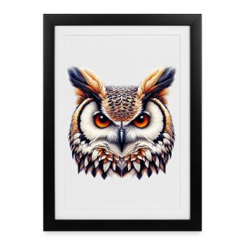 Hibou - Affiche encadrée (27 × 37 cm) - noir - Devant