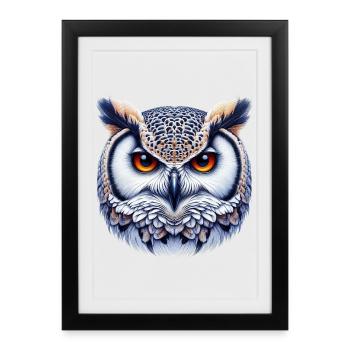 Hibou - Affiche encadrée (27 × 37 cm) - noir - Devant