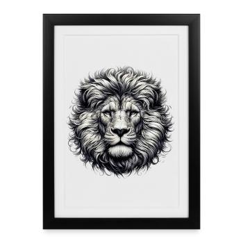 Lion - Framed poster (27 × 37 cm) - black - Front