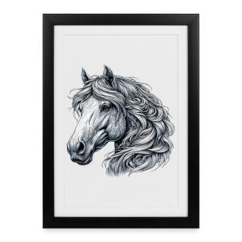 Cheval - Affiche encadrée (27 × 37 cm) - noir - Devant