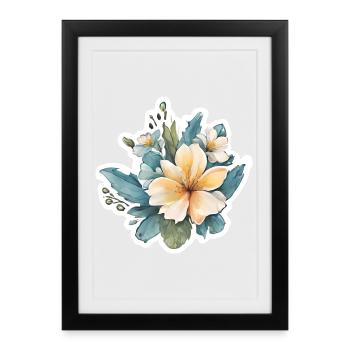 Fleur jaune - Affiche encadrée (27 × 37 cm) - noir - Devant