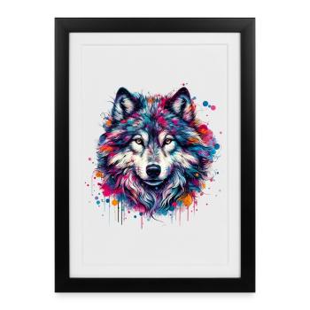 Loup - Affiche encadrée (27 × 37 cm) - noir - Devant