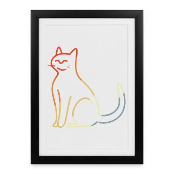 Croquis de chat Look Vintage - Affiche encadrée (27 × 37 cm) - noir - Devant