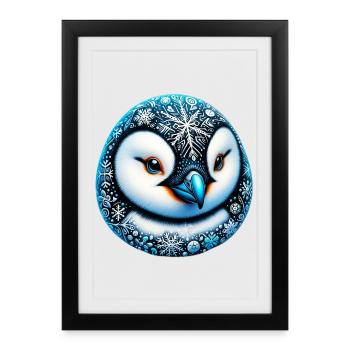 Pingouin flocon de neige flocons de neige - Affiche encadrée (27 × 37 cm) - noir - Devant