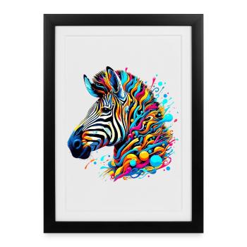 Zebra - Gerahmtes Poster (27 × 37 cm) - Schwarz - Vorne