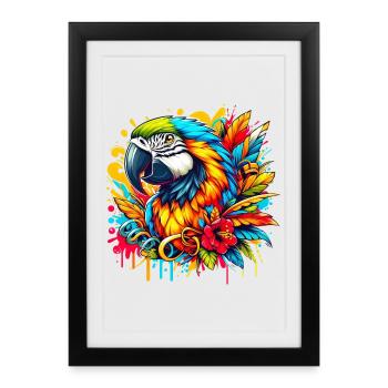 Perroquet - Affiche encadrée (27 × 37 cm) - noir - Devant