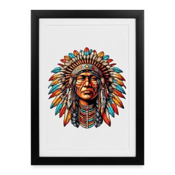 Amérindien Peau rouge d’Amérique - Affiche encadrée (27 × 37 cm) - noir - Devant