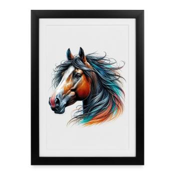 Cheval - Affiche encadrée (27 × 37 cm) - noir - Devant