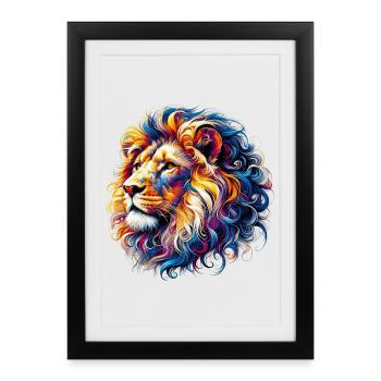Lion - Affiche encadrée (27 × 37 cm) - noir - Devant