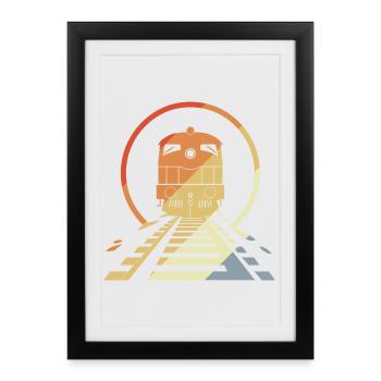 Chemin de fer rétro - Affiche encadrée (27 × 37 cm) - noir - Devant
