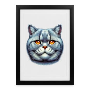 British Shorthair Cat - Framed poster (27 × 37 cm) - black - Front