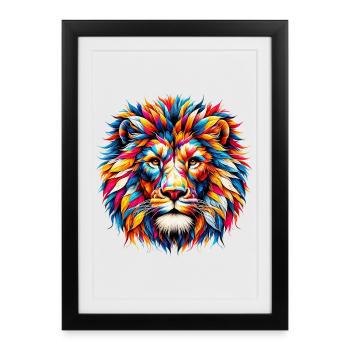 Lion - Framed poster (27 × 37 cm) - black - Front