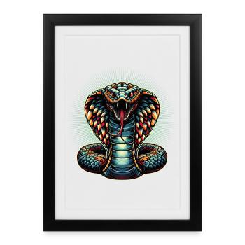 dynamic and colorful Cobra snake motif - Framed poster (27 × 37 cm) - black - Front