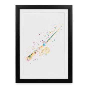 Graffiti de canne à pêche - Affiche encadrée (27 × 37 cm) - noir - Devant