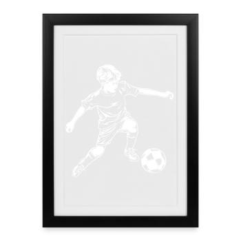 Fußball Junge Zeichnung - Gerahmtes Poster (27 × 37 cm) - Schwarz - Vorne