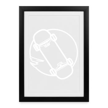 Skateboard Drawing - Framed poster (27 × 37 cm) - black - Front