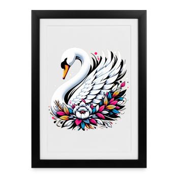 Cygne - Affiche encadrée (27 × 37 cm) - noir - Devant