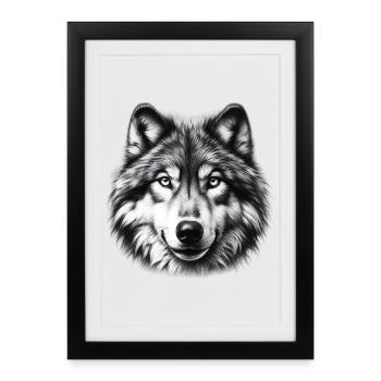 Loup - Affiche encadrée (27 × 37 cm) - noir - Devant