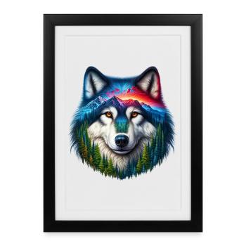Loup - Affiche encadrée (27 × 37 cm) - noir - Devant