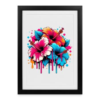 Fleurs d’hibiscus - Affiche encadrée (27 × 37 cm) - noir - Devant