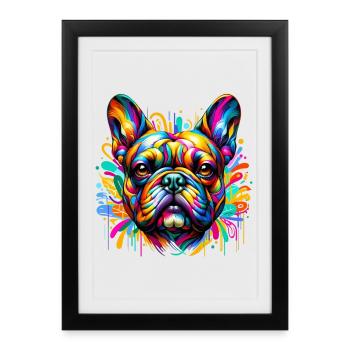 Bouledogue français Chien - Affiche encadrée (27 × 37 cm) - noir - Devant