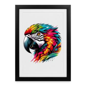 Perroquet - Affiche encadrée (27 × 37 cm) - noir - Devant