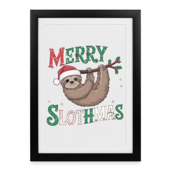 Merry Slothmas - Framed poster (27 × 37 cm) - black - Front
