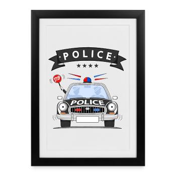 Police Police Car with Siren Black - Framed poster (27 × 37 cm) - black - Front