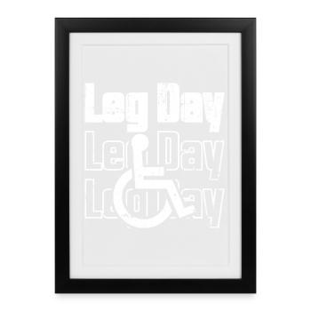Leg Day Fauteuil roulant Icon Tee - Affiche encadrée (27 × 37 cm) - noir - Devant
