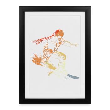 Snowboarder Graphic Retro - Framed poster (27 × 37 cm) - black - Front