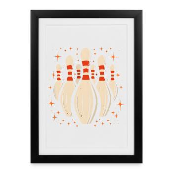 Quilles de bowling de dessin animé - Affiche encadrée (27 × 37 cm) - noir - Devant